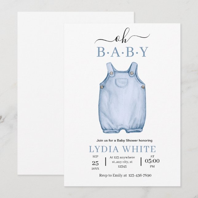 Invitation pour Baby Shower Vêtements pour Bébé, B (Devant / Derrière)