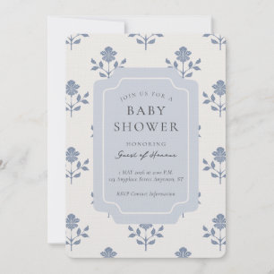 Invitation pour Baby Shower Vintage Iris Block Pri