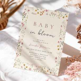 Invitation pour Baby Shower "Wildflower Baby in Bl