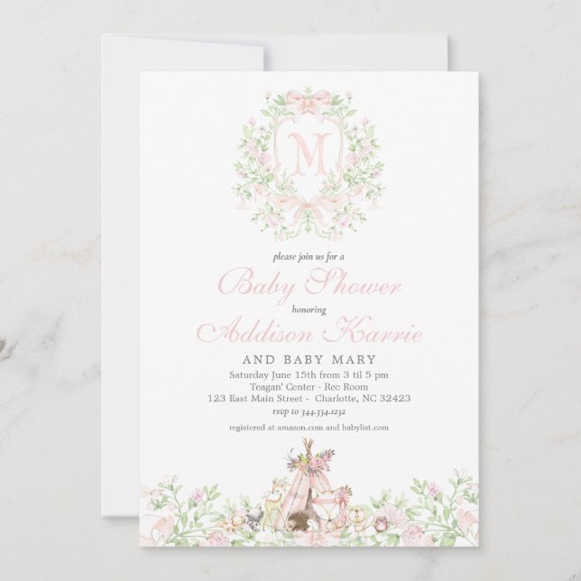 Invitation pour baby shower Woodland (Devant)