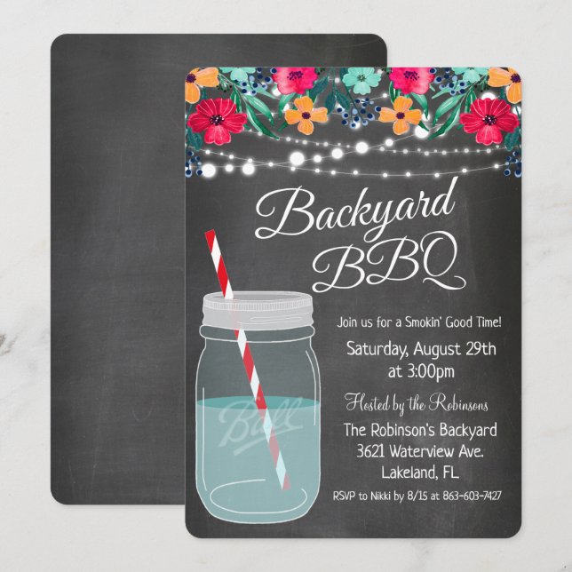 Invitation pour barbecue dans la cour dans un pot  (Devant / Derrière)