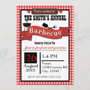 Invitation pour barbecue d'été à carreaux