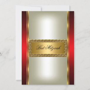 Invitation pour Bat Mitzvah or et rouge