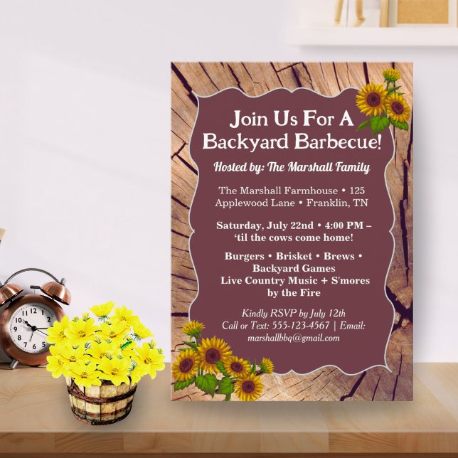 Invitation pour BBQ à la Ferme Rustique – 5x7"  (Créateur téléchargé)