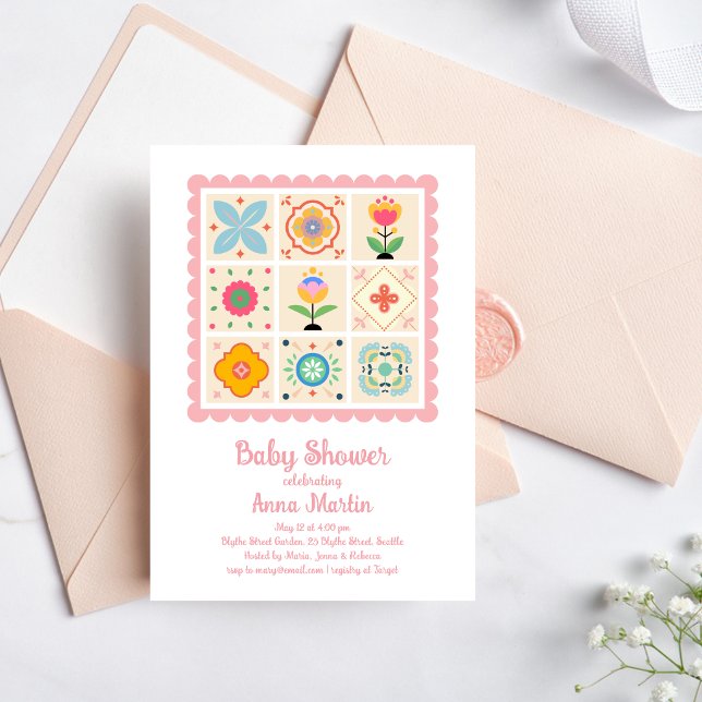 Invitation pour bébé à la douche en patchwork (Créateur téléchargé)