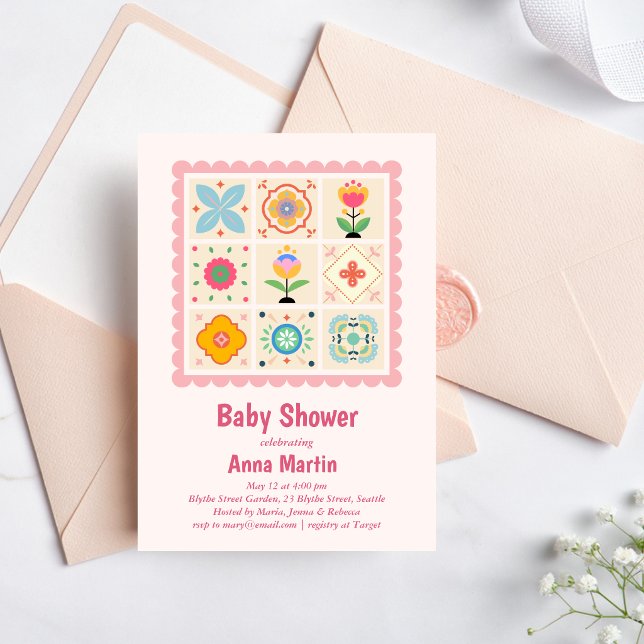 Invitation pour bébé à la douche quiltée (Créateur téléchargé)