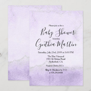 Invitation pour bébé à l'aquarelle violette