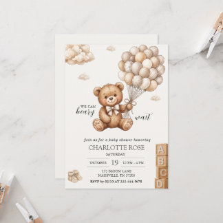 Invitation pour bébé à l'effigie d'un ours en pelu