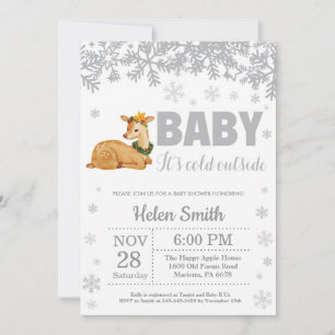 Invitation pour bébé d'hiver cerf flocon de neige