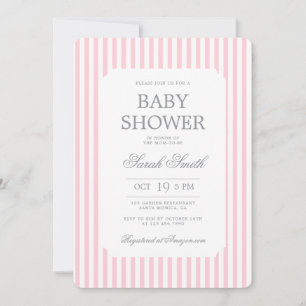 Invitation pour bébé fille Baby Shower à rayures r