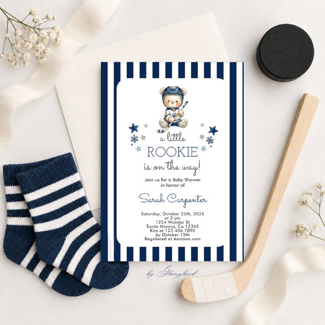 Invitation pour bébé garçon à la douche de hockey (Créateur téléchargé)