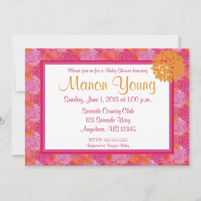 Invitation pour bébé ou douche nuptiale en flammes (Devant)
