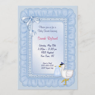 Invitation pour bébé Stork - Bleu