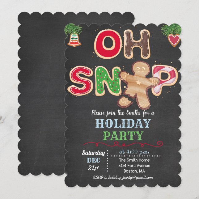 Invitation pour biscuit en pain d'épice de fête «  (Devant / Derrière)