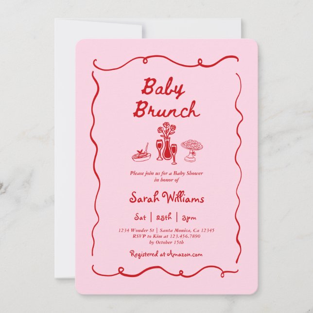 Invitation pour Brunch Baby Shower Fille (Devant)