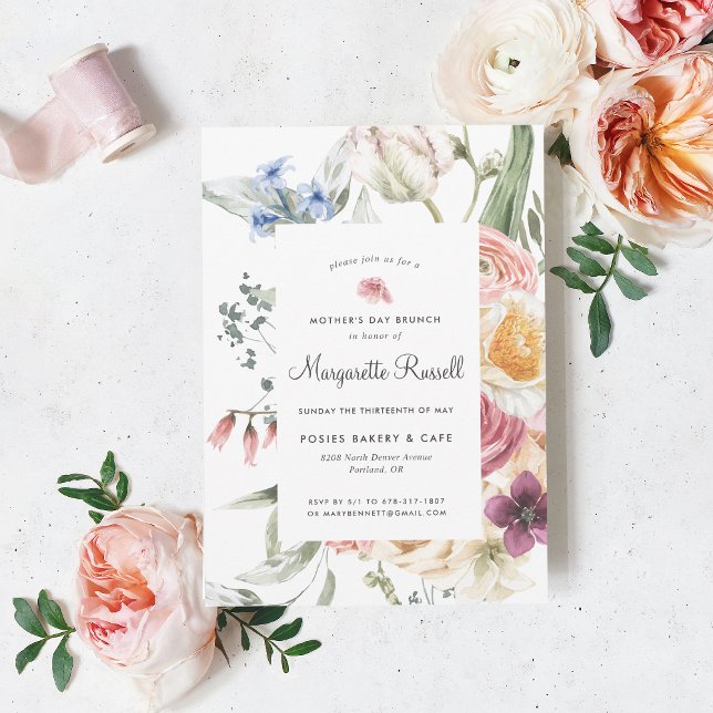 Invitation pour brunch de fête des Mères florale d (Créateur téléchargé)