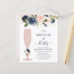 invitation pour brunch de mariée marine et floral