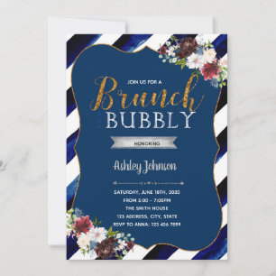Invitation pour brunch et champagne argent marine