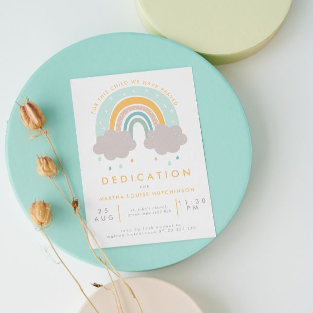 Invitation Pour cet enfant Pastel Rainbow Baby Dedication (Créateur téléchargé)