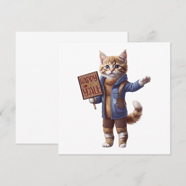 Invitation pour chat d'automne 'Joyeux automne à t (Devant / Derrière)