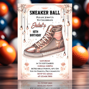Invitation Pour Chic Shoe Girl Sweet 16 Basket Ball Anniversa