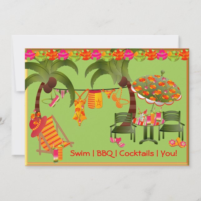 Invitation pour cocktails BBQ à la piscine pour ad (Devant)