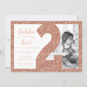 Invitation pour deuxième anniversaire Rose Gold, F
