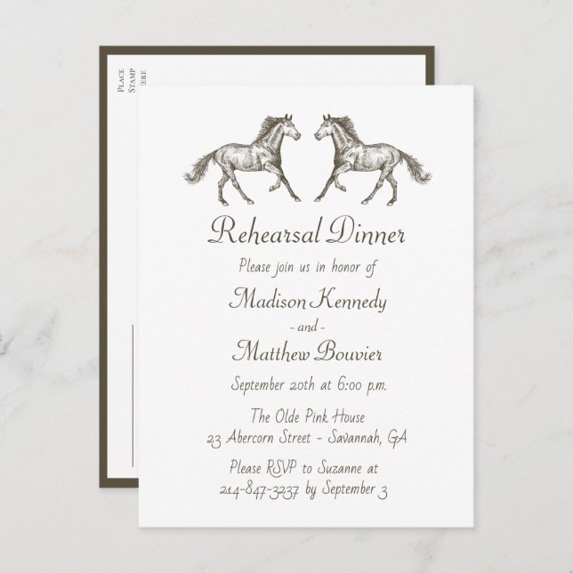 Invitation pour dîner de répétition de mariage wes (Devant / Derrière)