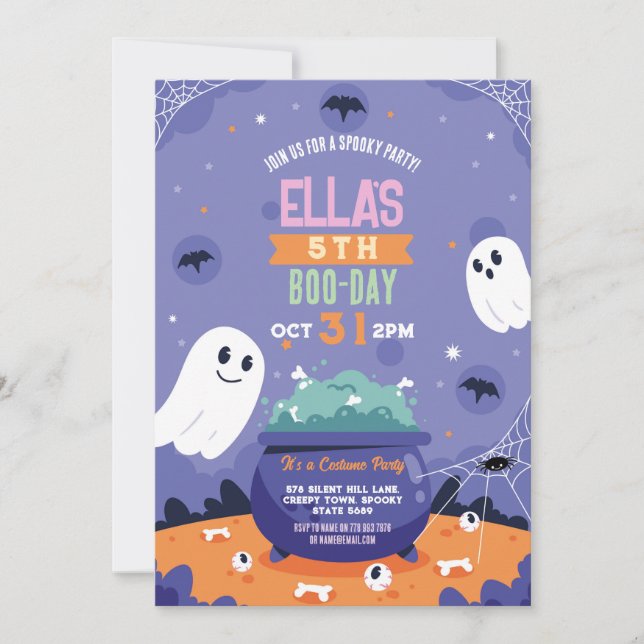 Invitation pour enfants d'anniversaire éffrayant H (Devant)