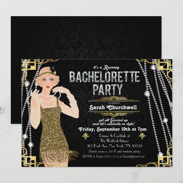 Invitation pour enterrement de vie de jeune fille  (Devant / Derrière)