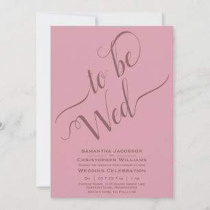 Invitation Pour être mariés Élégante calligraphie rose poussi