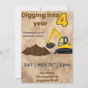 Invitation pour excavatrice de construction