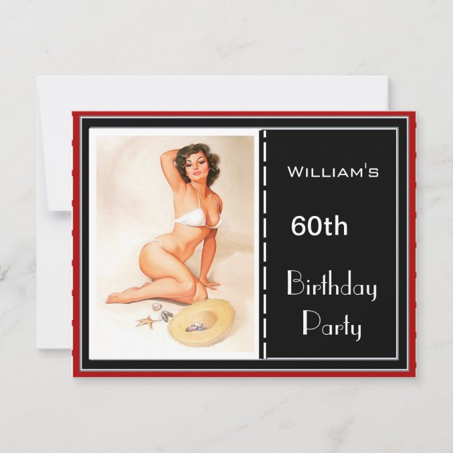 Invitation pour fête d'anniversaire 60 ans Rouge N (Devant)