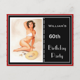 Invitation pour fête d'anniversaire 60 ans Rouge N