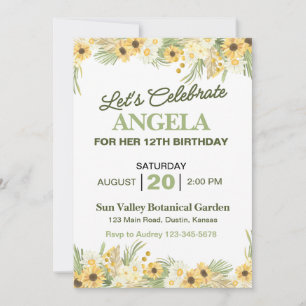 Invitation pour fête d'anniversaire à la marguerit