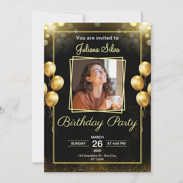 Invitation pour fête d'anniversaire avec gribouill (Devant)
