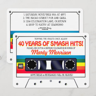 Invitation pour fête d'anniversaire cassette rétro