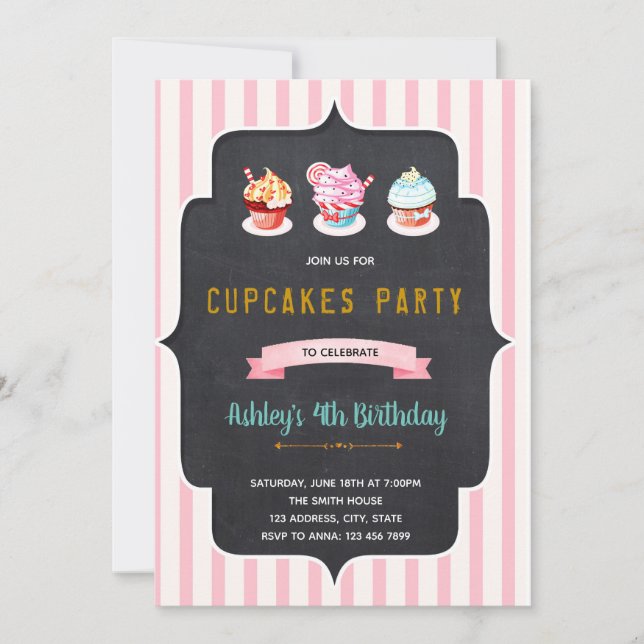 Invitation pour fête d'anniversaire de donuts cupc (Devant)