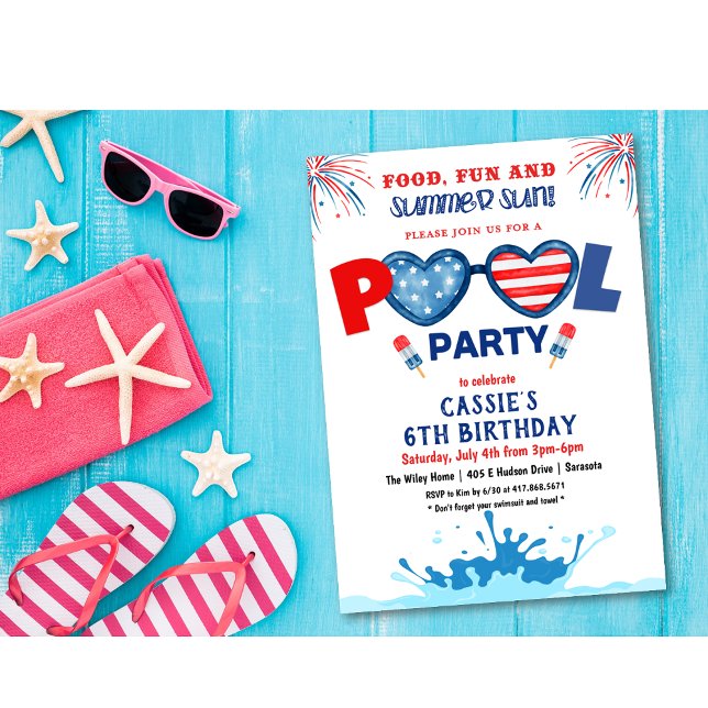 Invitation pour fête d'anniversaire du 14 juillet  (Créateur téléchargé)