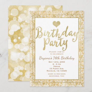 Invitation pour fête d'anniversaire glamour cœur b