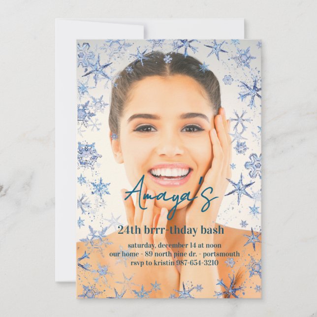 Invitation pour fête d'anniversaire hivernale avec (Devant)