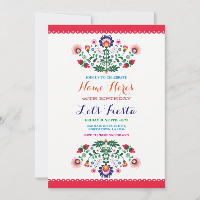 Invitation pour fête d'anniversaire mexicaine Fies (Devant)
