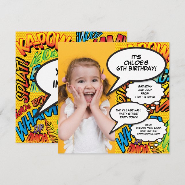 Invitation pour fête d'anniversaire photo fun mode (Devant / Derrière)