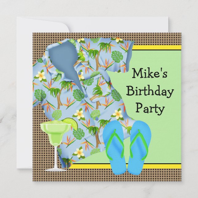 Invitation pour fête d'anniversaire sur la plage a (Devant)