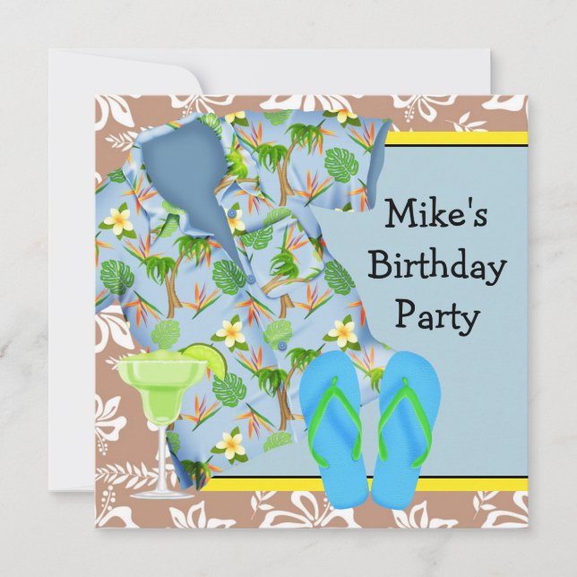 Invitation pour fête d'anniversaire sur la plage a (Devant)