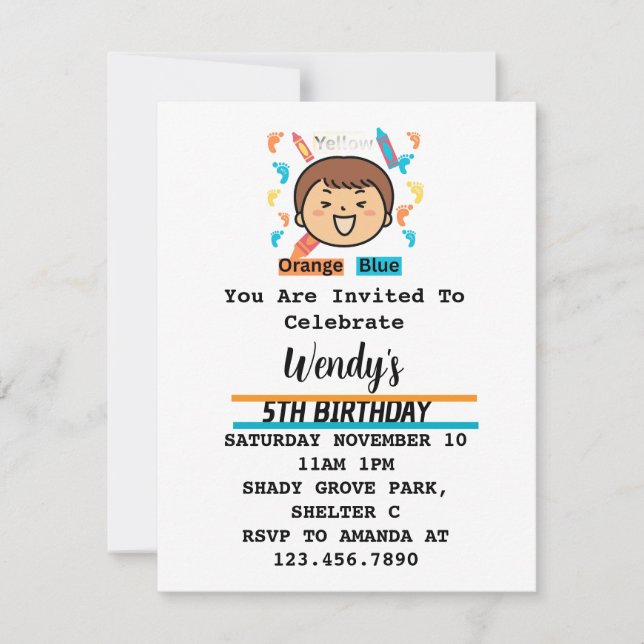 Invitation pour fête d'enfants Empreintes (Devant)