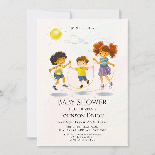 Invitation pour fête d'enfants : Enfants jouant av (Devant)