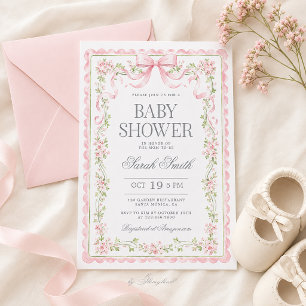 Invitation pour fille à la baby shower Arc-en-ciel