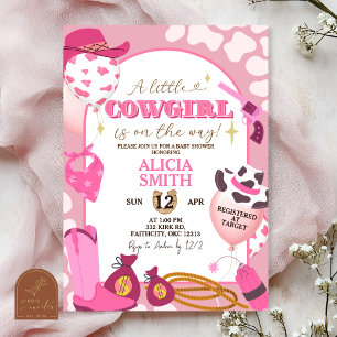Invitation pour fille à la baby shower Cowboy Rose
