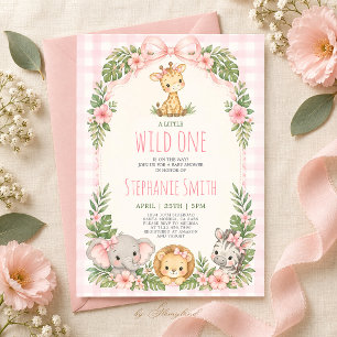 Invitation pour fille à la Baby Shower Safari Jung